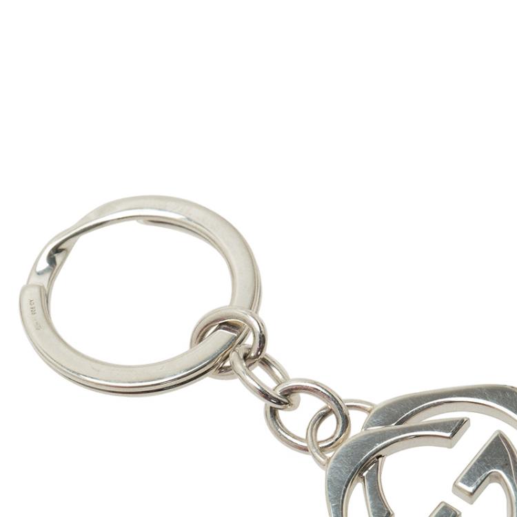Pre Owned Gucci Silver Interlocking GG Keyring
