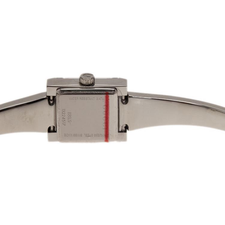 Pre Owned Gucci Logo Stainless Steel G-Frame 128.5 Women's Wristwatch 16MM