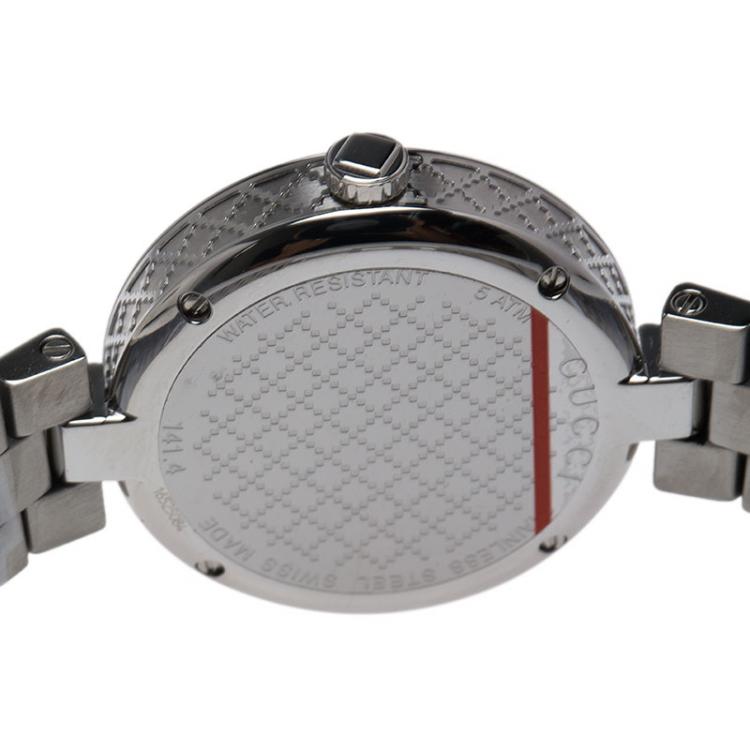 Pre Owned Gucci White Stainless Steel Diamantissima Women's Wristwatch 32MM