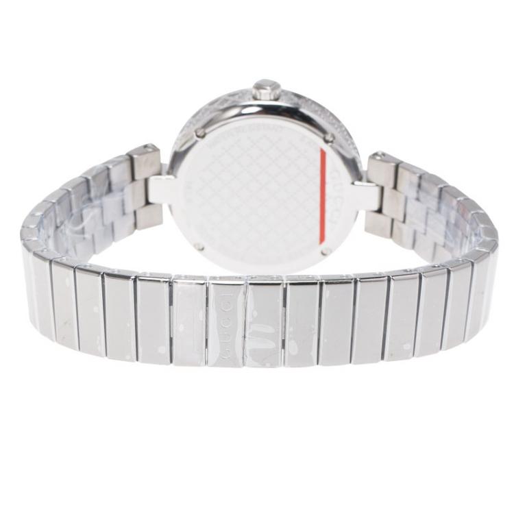 Pre Owned Gucci White Stainless Steel Diamantissima Women's Wristwatch 32MM