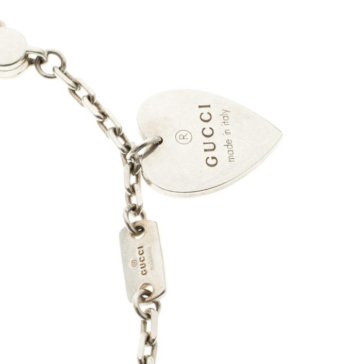 Pre Owned Gucci Trademark Charm Silver Bracelet