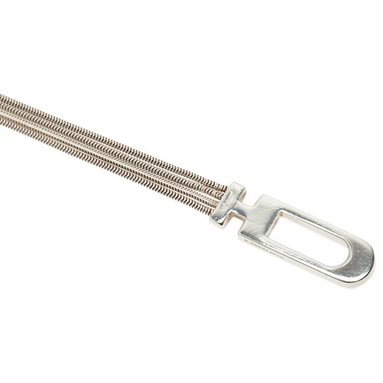 Pre Owned Gucci G Quadruple Lariat Silver Necklace