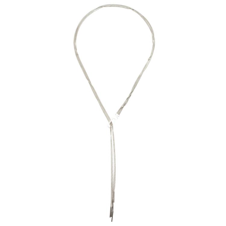 Pre Owned Gucci G Quadruple Lariat Silver Necklace