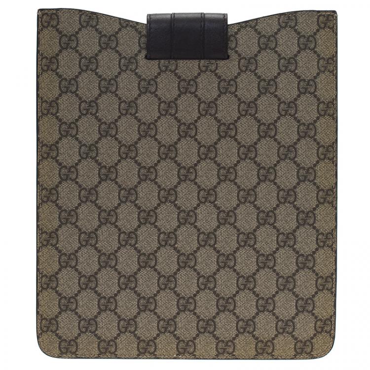 Pre Owned Gucci Brown Guccissima Canvas and Leather iPad Cover