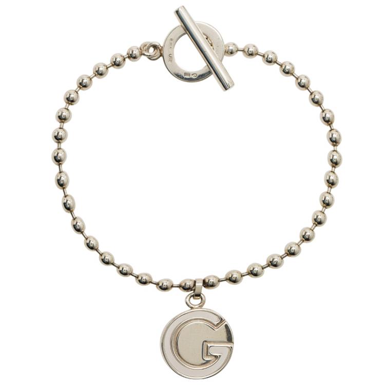 Pre Owned Gucci G Silver Chain Bracelet