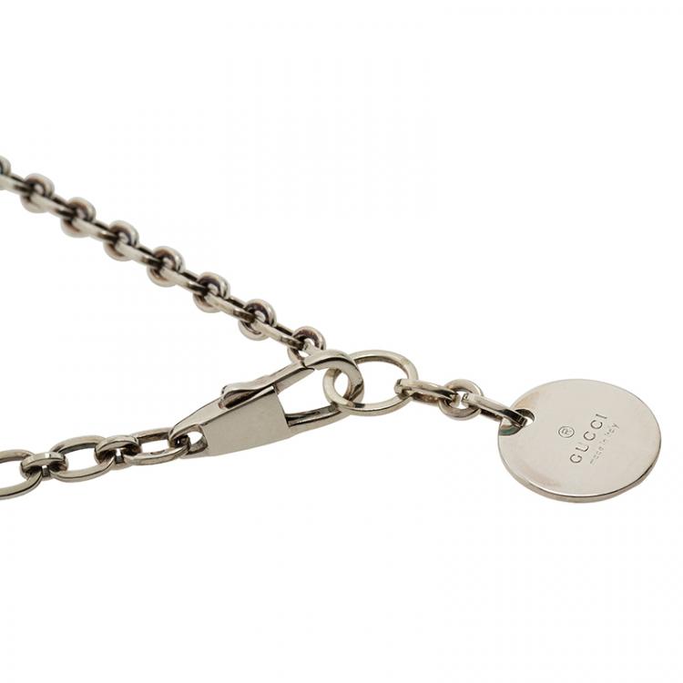 Pre Owned Gucci Circle Tag Silver Necklace