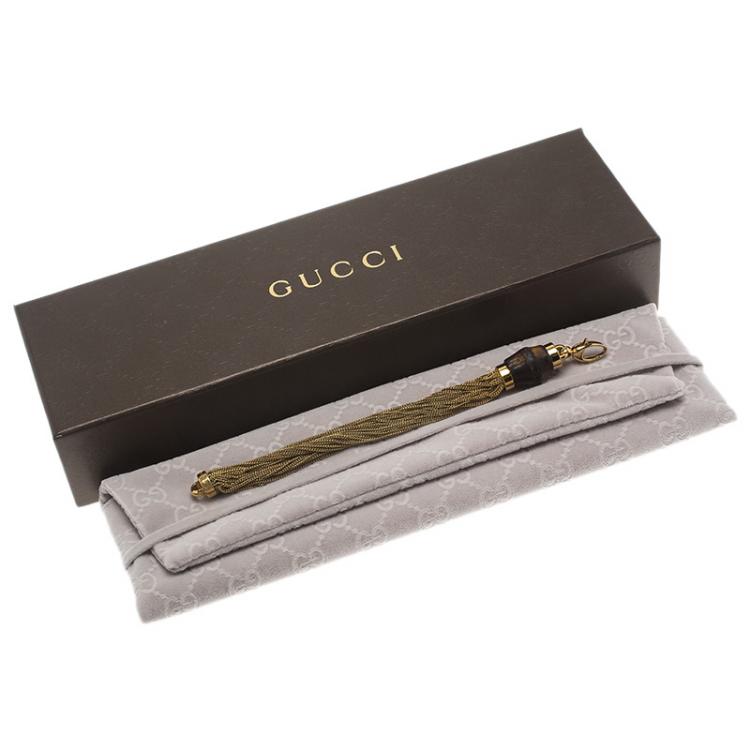 Pre Owned Gucci Bamboo and Chains Gold Tone Bracelet