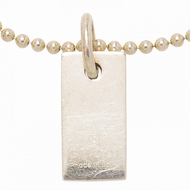 Pre Owned Gucci Tag Silver Bracelet