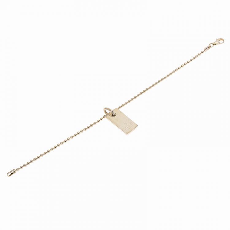 Pre Owned Gucci Tag Silver Bracelet
