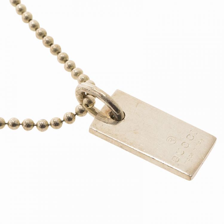 Pre Owned Gucci Tag Silver Bracelet