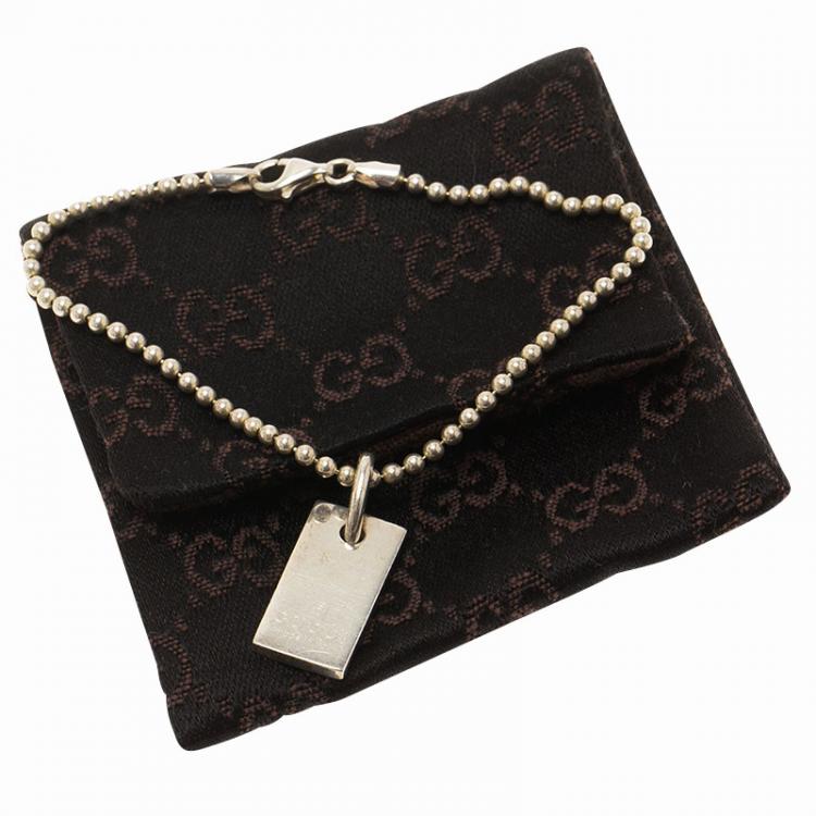 Pre Owned Gucci Tag Silver Bracelet