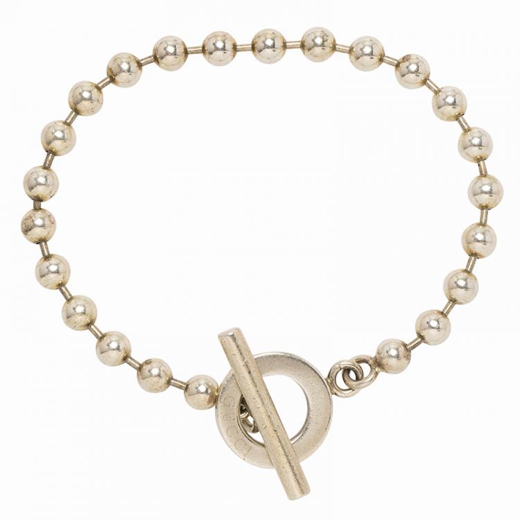Pre Owned Gucci Boule Chain Silver Bracelet