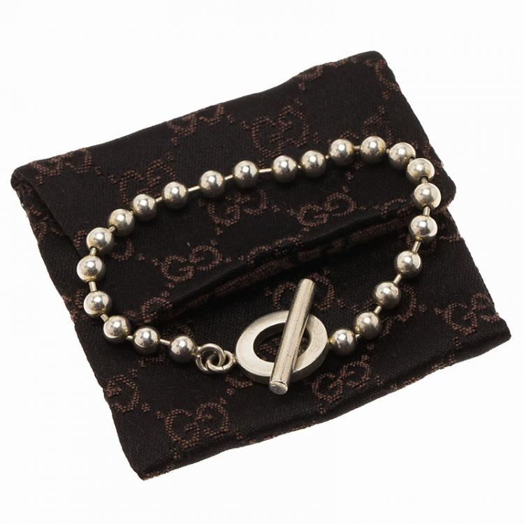 Pre Owned Gucci Boule Chain Silver Bracelet