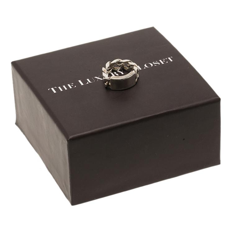 Pre Owned Gucci Tag and Chain Silver Ring Size 53