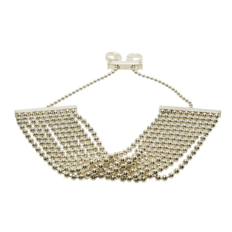 Pre Owned Gucci Tiered Beads Silver Bracelet