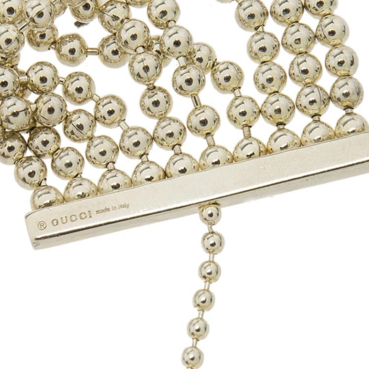 Pre Owned Gucci Tiered Beads Silver Bracelet