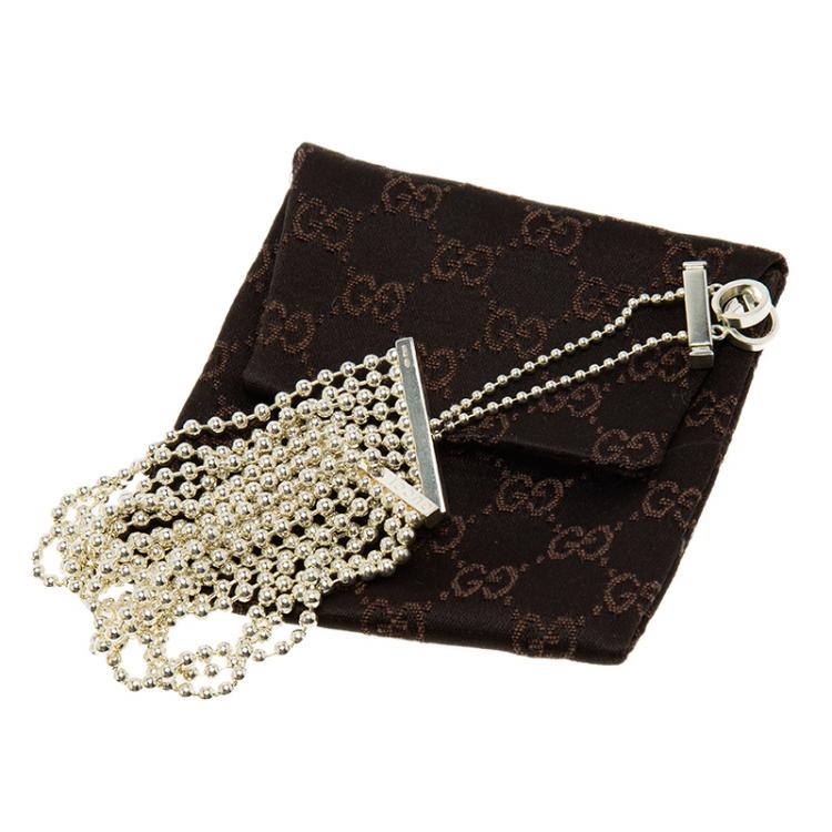 Pre Owned Gucci Tiered Beads Silver Bracelet