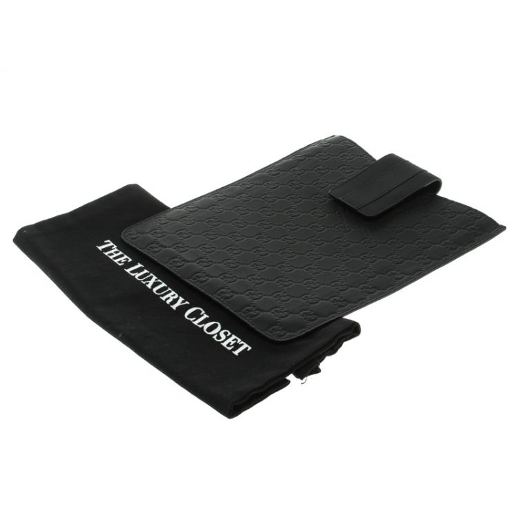 Pre Owned Gucci Black Guccissima Leather iPad Case