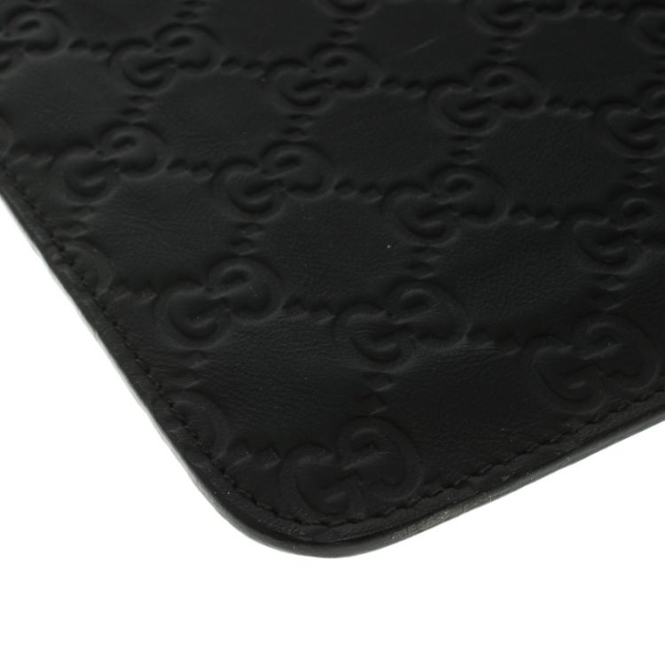 Pre Owned Gucci Black Guccissima Leather iPad Case