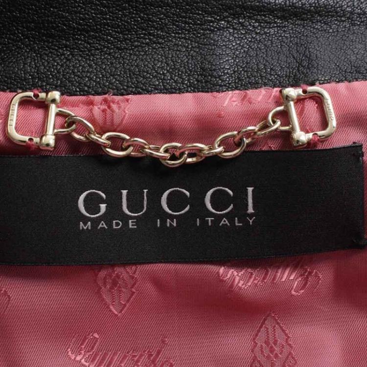 Pre Owned Gucci Black Cropped Leather Jacket S