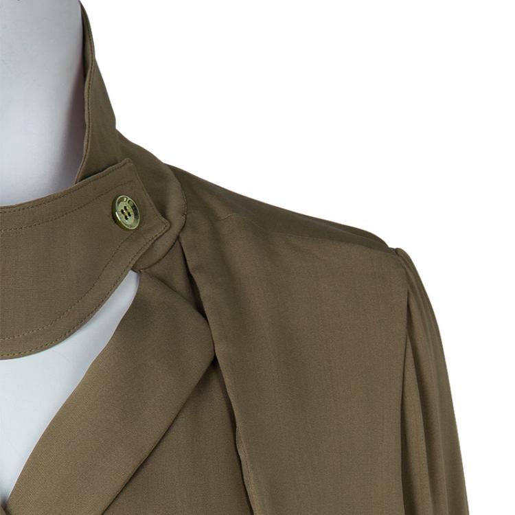Pre Owned Gucci Olive Green Silk Jumpsuit S