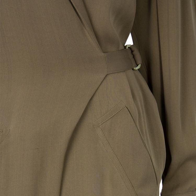 Pre Owned Gucci Olive Green Silk Jumpsuit S