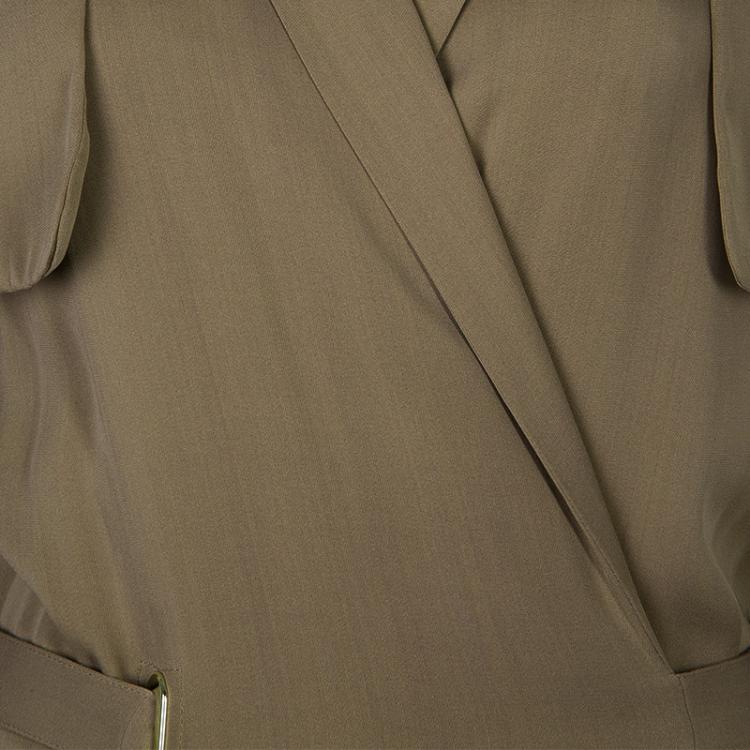 Pre Owned Gucci Olive Green Silk Jumpsuit S