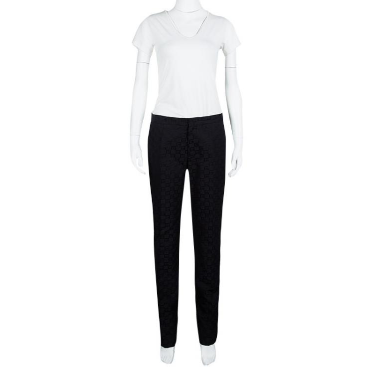 Pre Owned Gucci Black Logo Jacquard Tailored Pants M