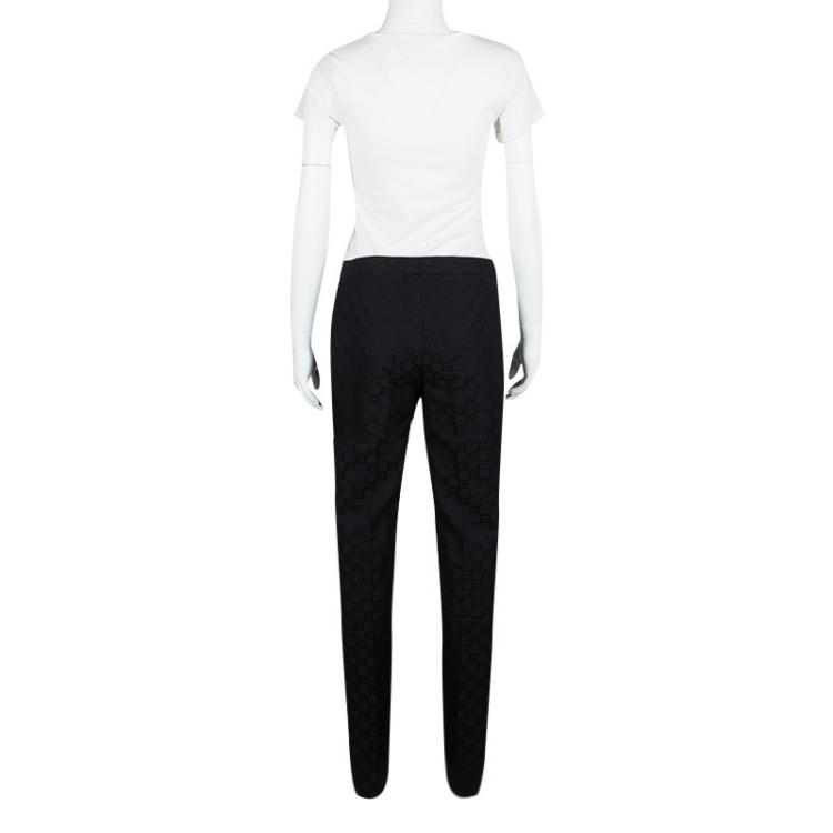 Pre Owned Gucci Black Logo Jacquard Tailored Pants M