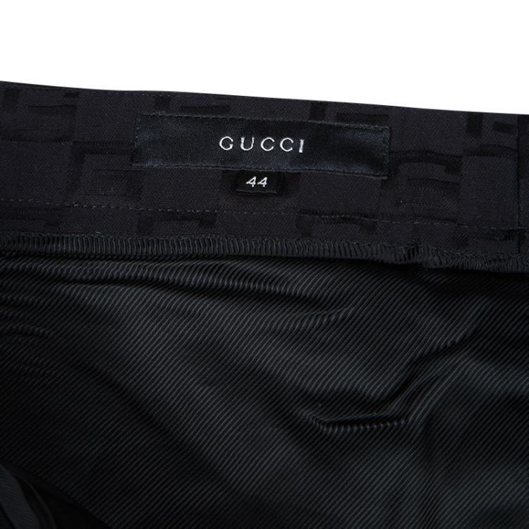 Pre Owned Gucci Black Logo Jacquard Tailored Pants M