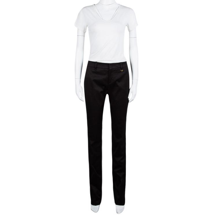 Pre Owned Gucci Black Cotton Straight Fit Trousers M