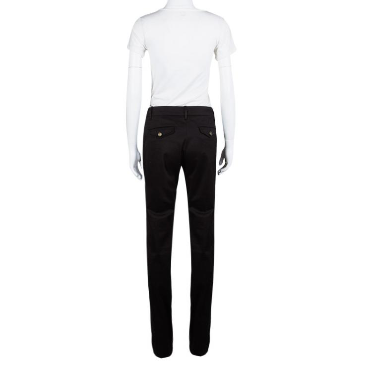 Pre Owned Gucci Black Cotton Straight Fit Trousers M