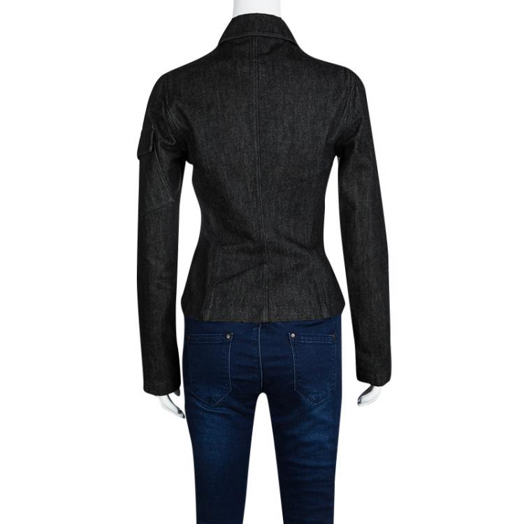 Pre Owned Gucci Black Denim  Button Front Fitted Jacket S