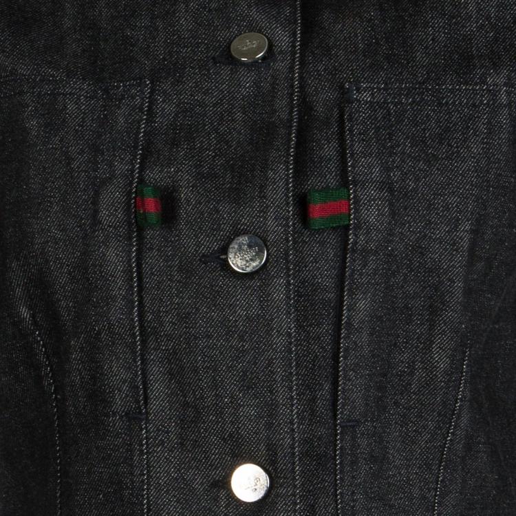 Pre Owned Gucci Black Denim  Button Front Fitted Jacket S