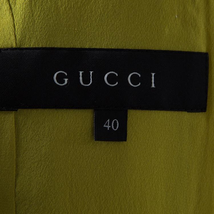 Pre Owned Gucci Textured Lime Green Belted Overcoat S