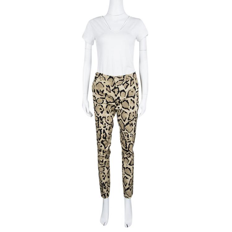Pre Owned Gucci Brown Animal Printed Silk Trousers S