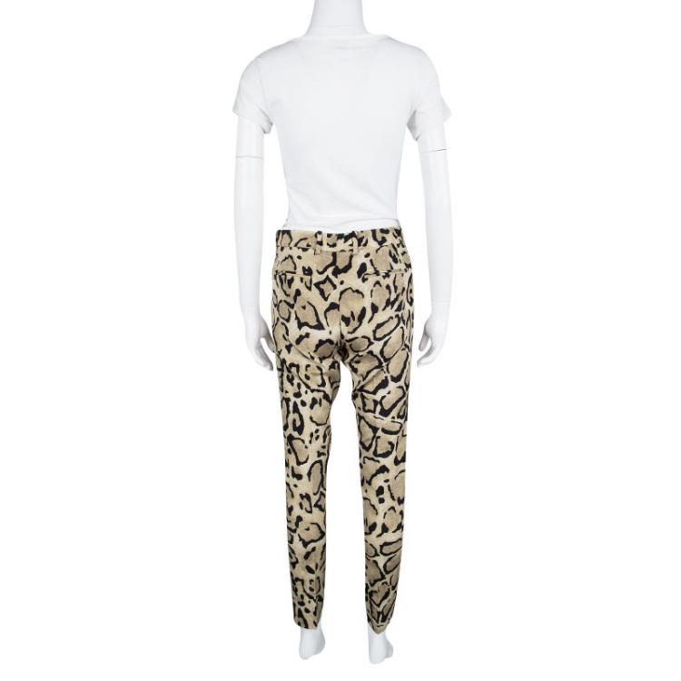 Pre Owned Gucci Brown Animal Printed Silk Trousers S