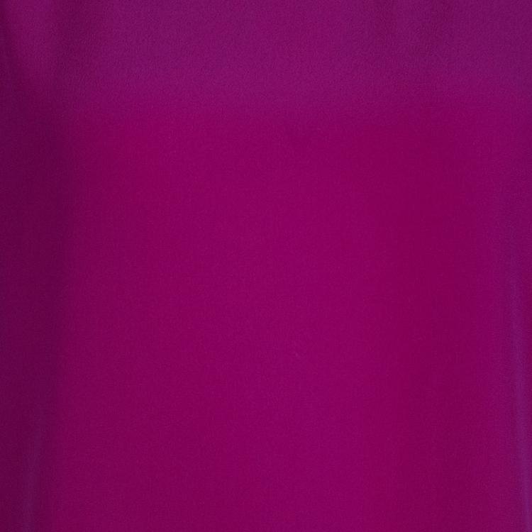 Pre Owned Gucci Magenta Pink Silk Slit Back Detail Short Sleeve Top S