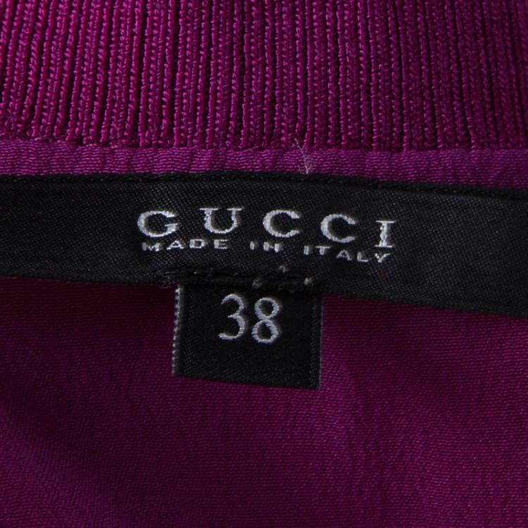 Pre Owned Gucci Magenta Pink Silk Slit Back Detail Short Sleeve Top S