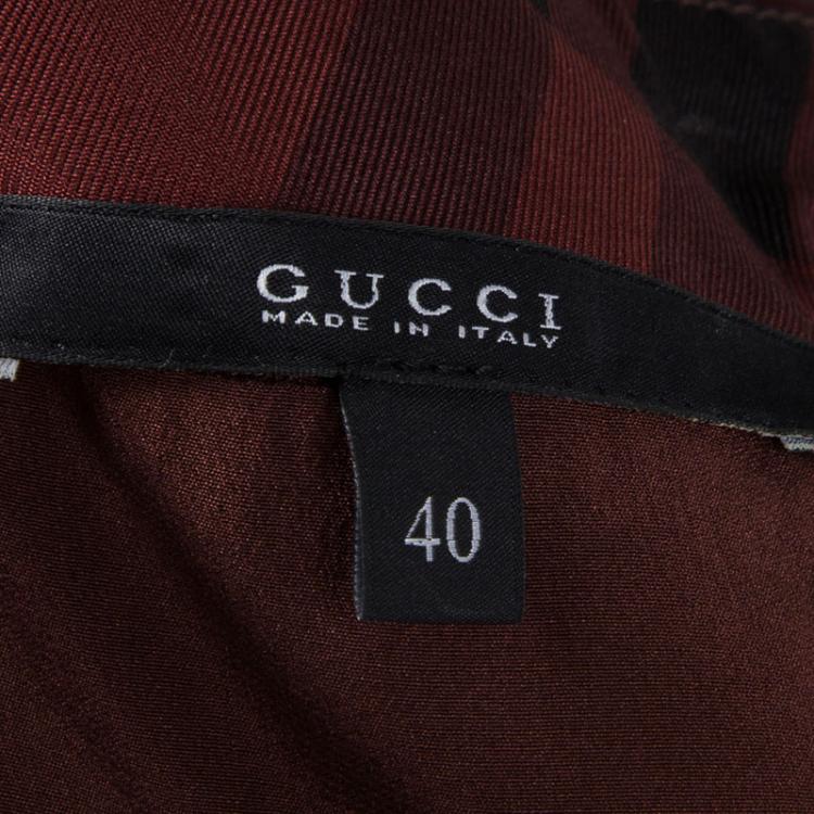 Pre Owned Gucci Red Holiday Checked Silk Sleeveless High Neck Top S