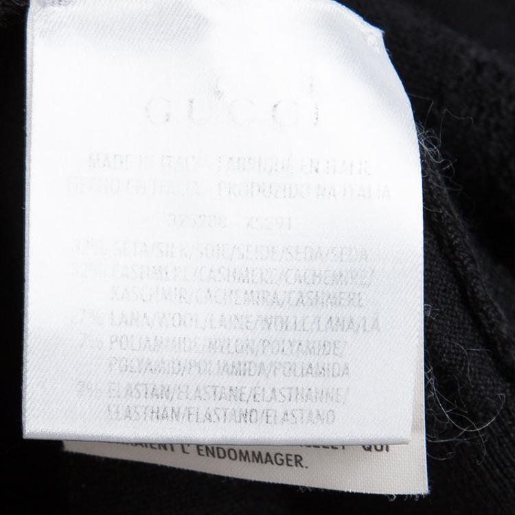 Pre Owned Gucci Black Monogrammed Perforated Knit Button Front Cardigan S