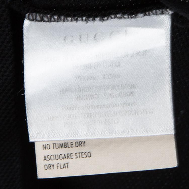 Pre Owned Gucci Black Honeycomb Knit Crest Logo Polo T-Shirt S