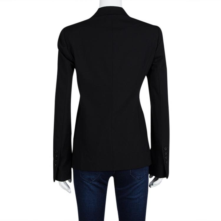Pre Owned Gucci Black Wool Floral Lining Blazer M