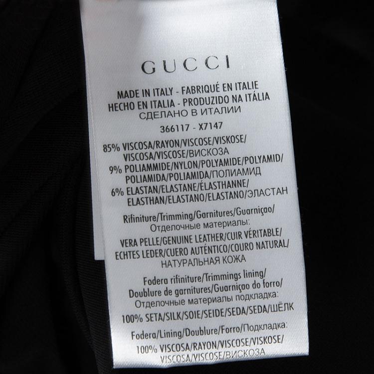 Pre Owned Gucci Black Leather Trim Horsebit Detail Dress L