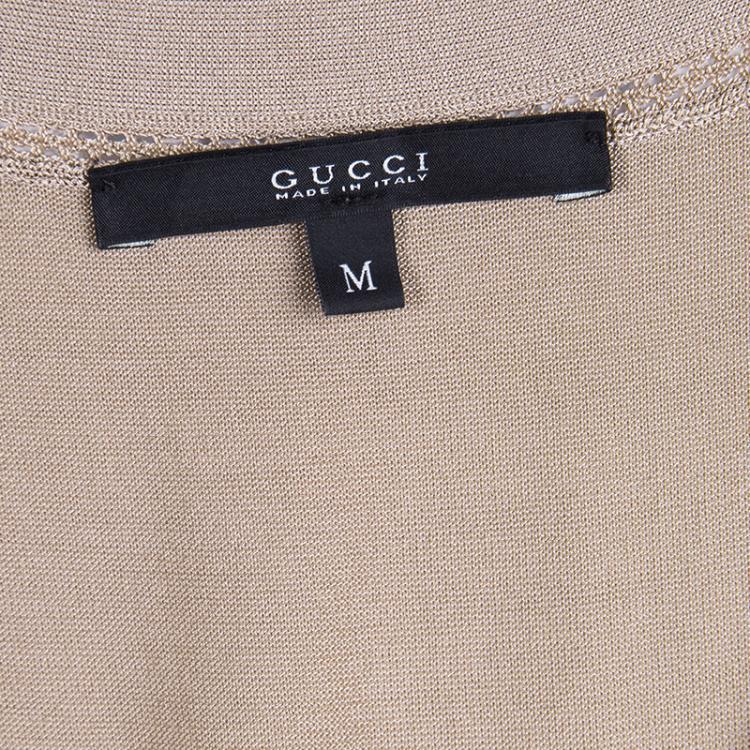 Pre Owned Gucci Pale Pink Perforated Knit Sleeveless Top M