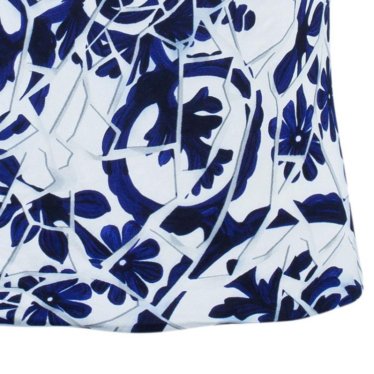 Pre Owned Gucci Blue White Halter Floral Top M