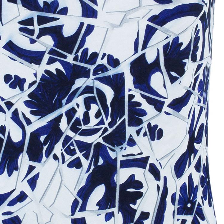 Pre Owned Gucci Blue White Halter Floral Top M