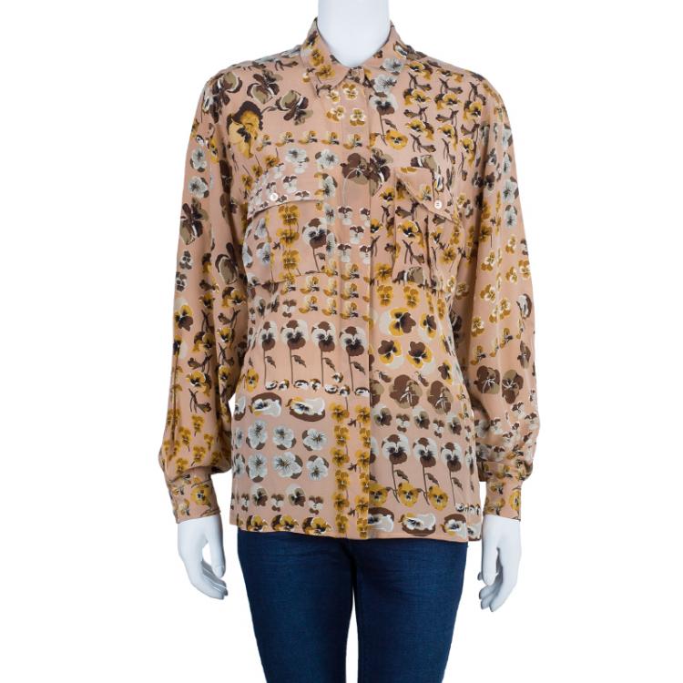 Pre Owned Gucci Pink Flower Print Top S
