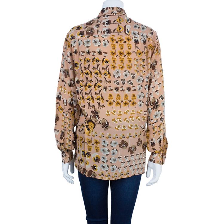 Pre Owned Gucci Pink Flower Print Top S