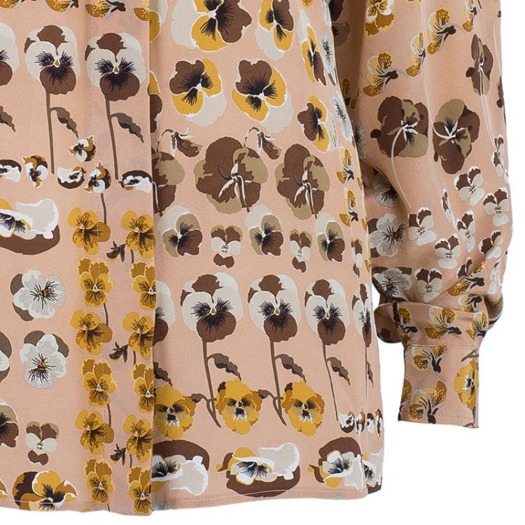 Pre Owned Gucci Pink Flower Print Top S